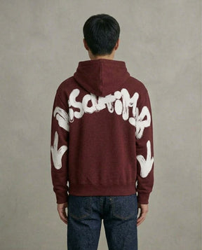DISCLAIMER Felpa Con Cappuccio Bordeaux/Bianco