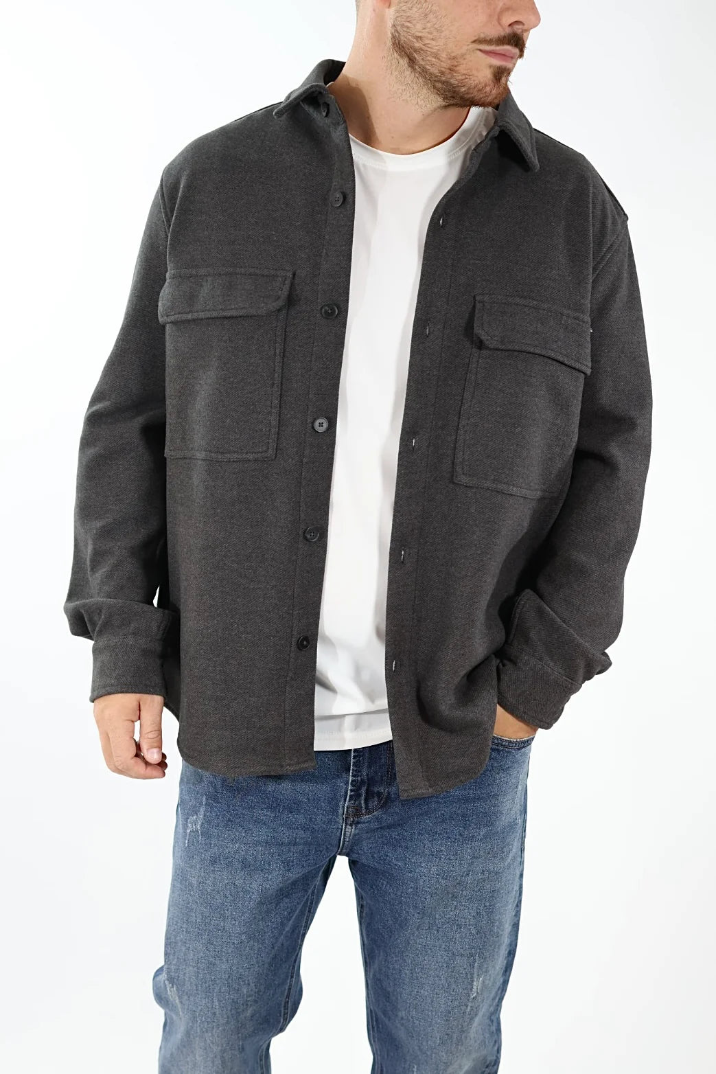 GIANNI LUPO Giacca OverShirt Con Tasconi Grigio 26/27