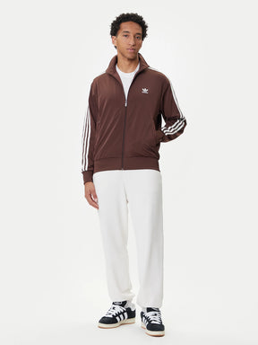 Adidas Originals Felpa con Zip Uomo Marrone Strisce Bianche