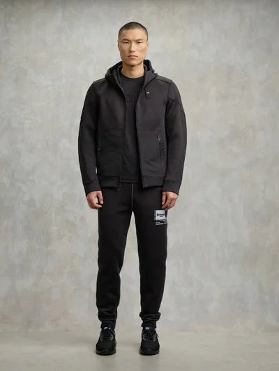 BLAUER Felpa In Neoprene Doppio Tessuto Con Cappuccio Nero