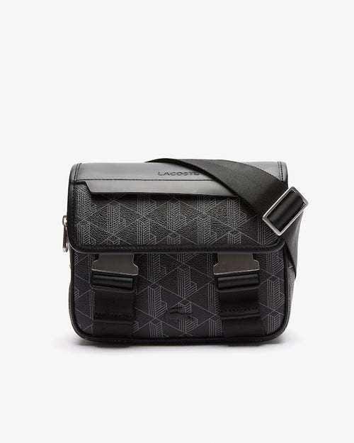 LACOSTE Borsello a Tracolla Monogram Doppia Fibbia Grande Nero
