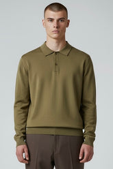 Polo A Maniche Lunghe Made in Italy In Cotone Verde