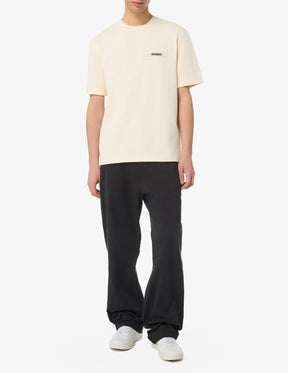 JACQUEMUS T-Shirt In Cotone Con Logo In Rilievo Beige