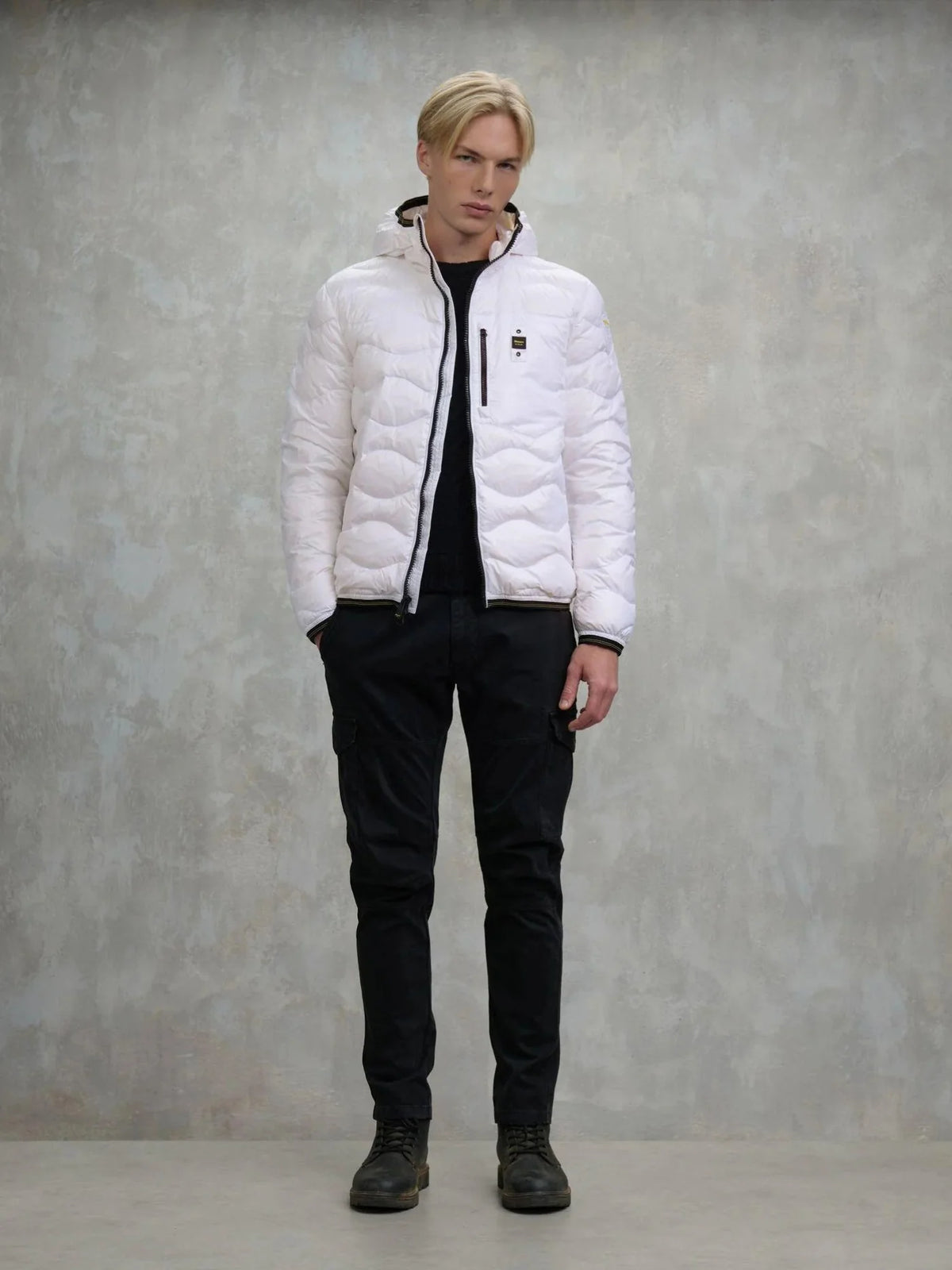 BLAUER Giubbotto Uomo Piumino Invernale Ondulato Bianco