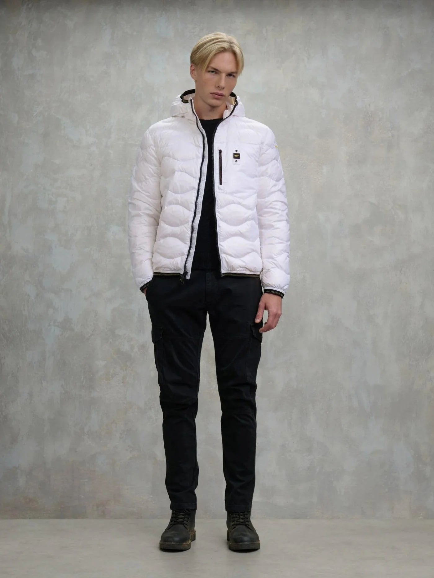 BLAUER Giubbotto Uomo Piumino Invernale Ondulato Bianco