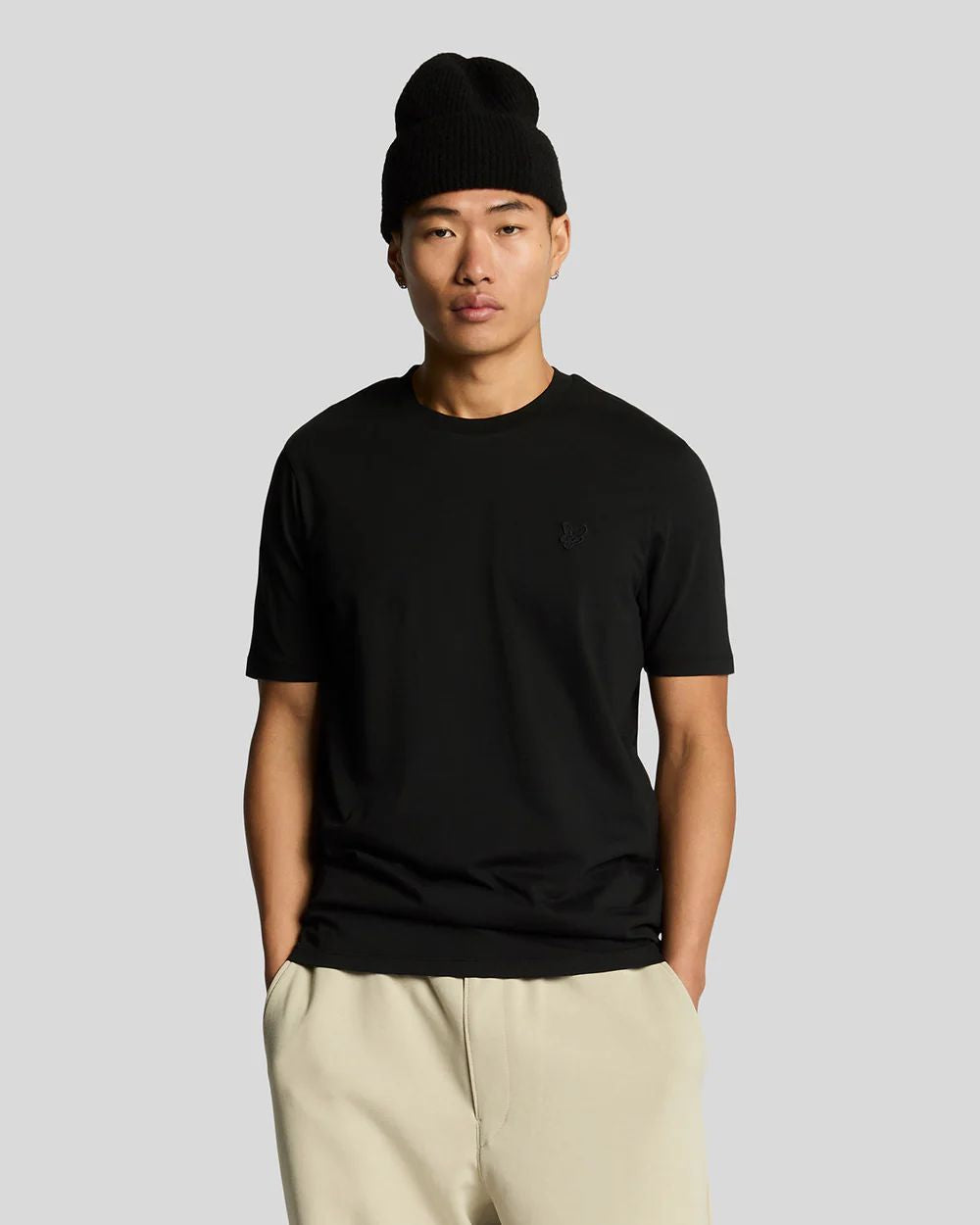 LYLE&SCOTT T-Shirt Basic Logo Tono su Tono Nera