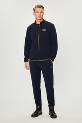 EMPORIO ARMANI Tuta Acetata Nido D’ape Con Zip Blu