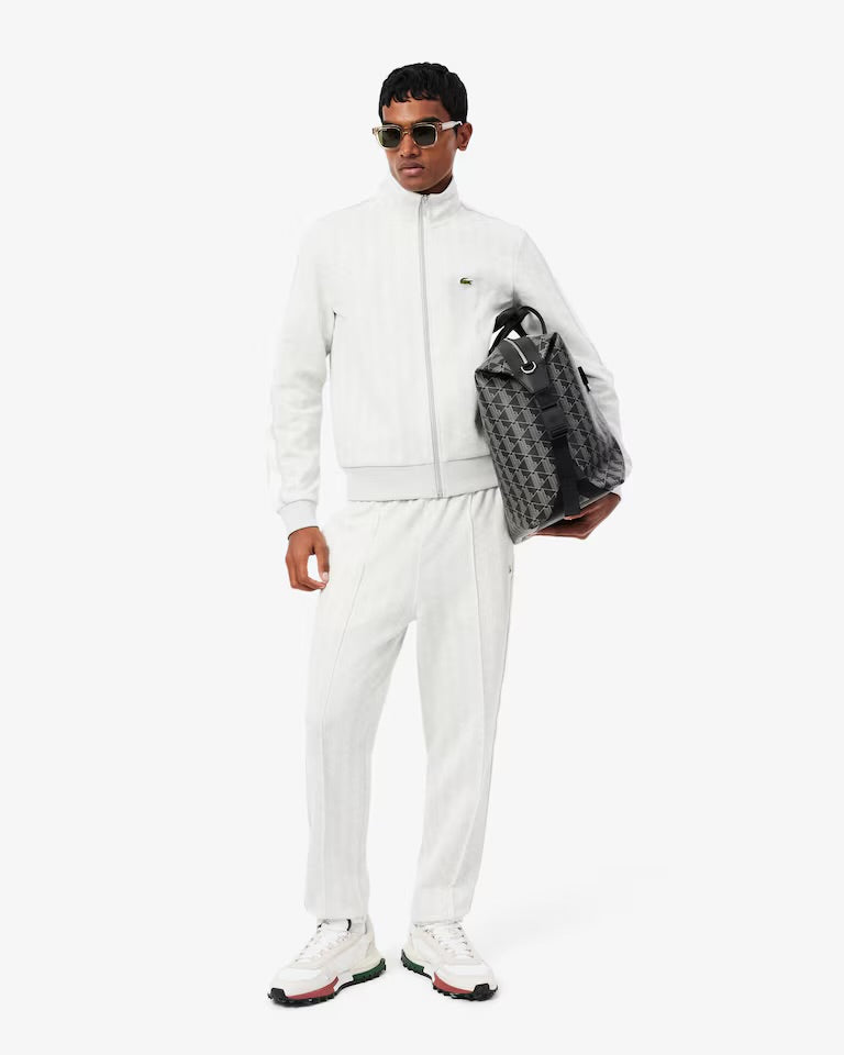 LACOSTE Tuta Monogram Con Zip Bianca/Grigia