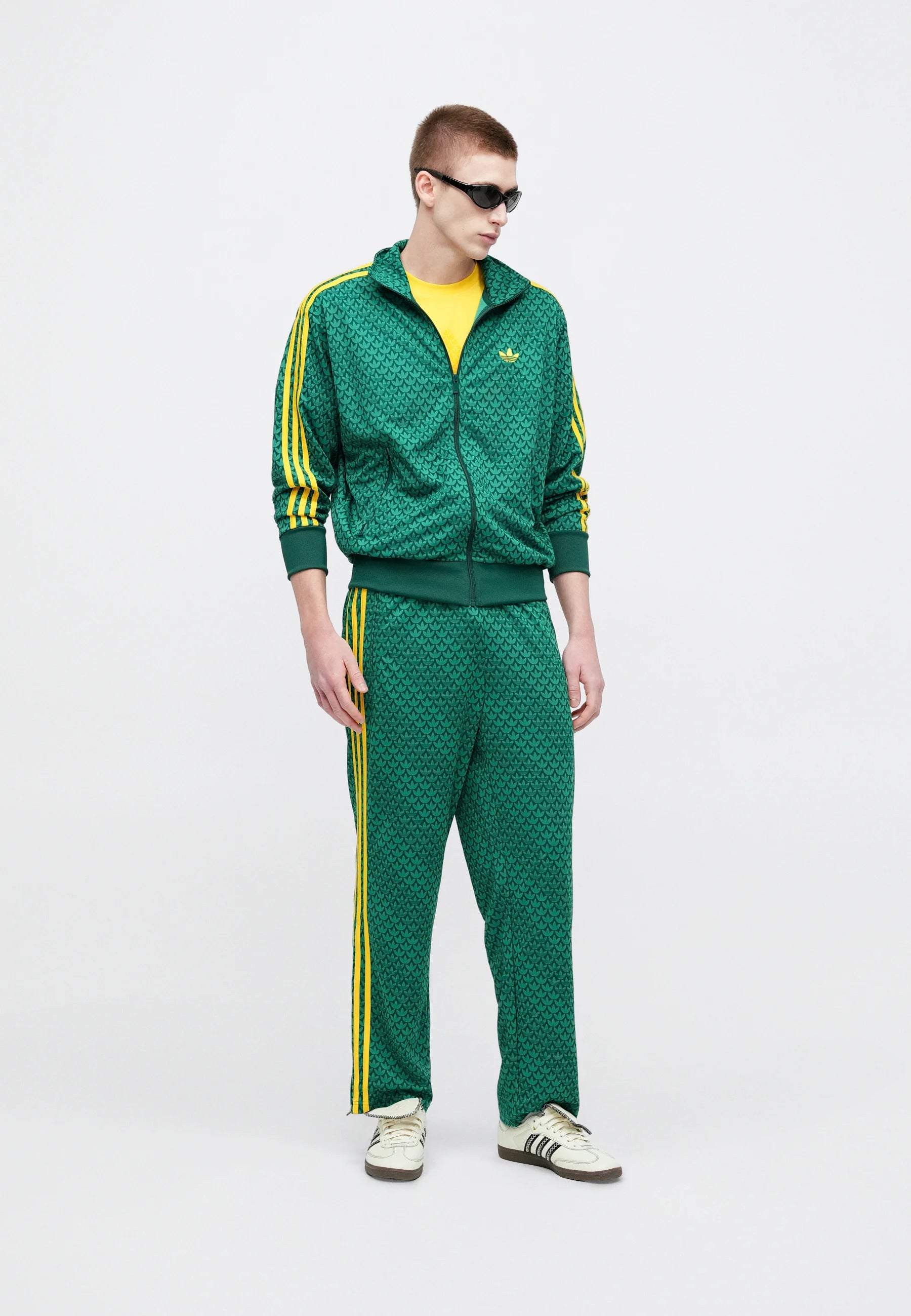 Adidas Tuta Completa Monogram con Zip Uomo Verde Giallo