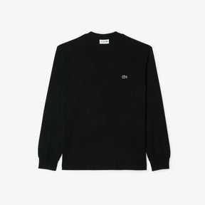 LACOSTE T-Shirt Basic a Maniche Lunghe in Cotone Nera