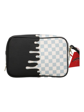 SPRAYGROUND Pochette Silver Side Drip Toiletry Brick Nero/Bianco a Scacchi