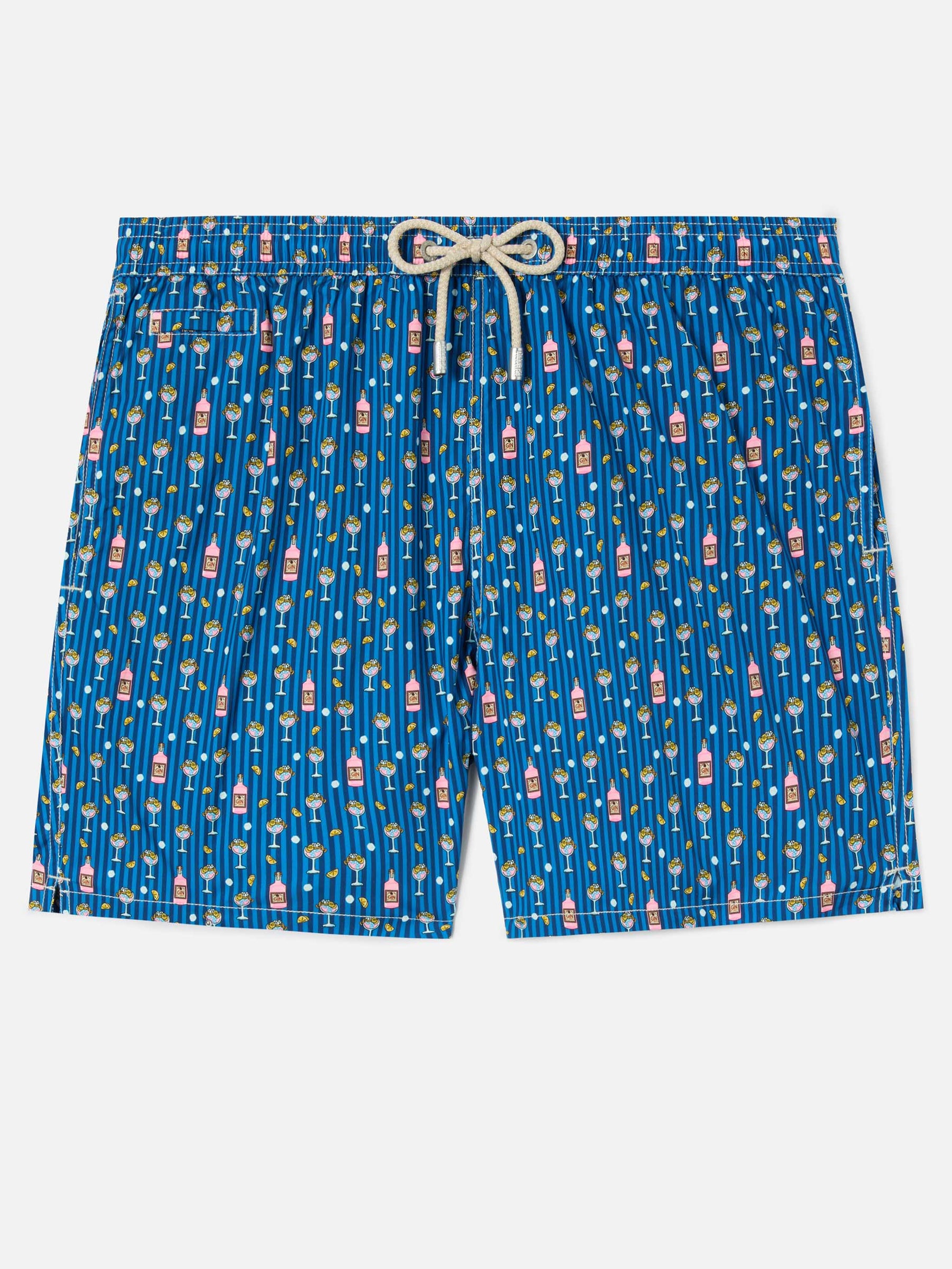 SAINT BARTH Costume Lighting Micro Stretch Gin Lover Stripes Blu