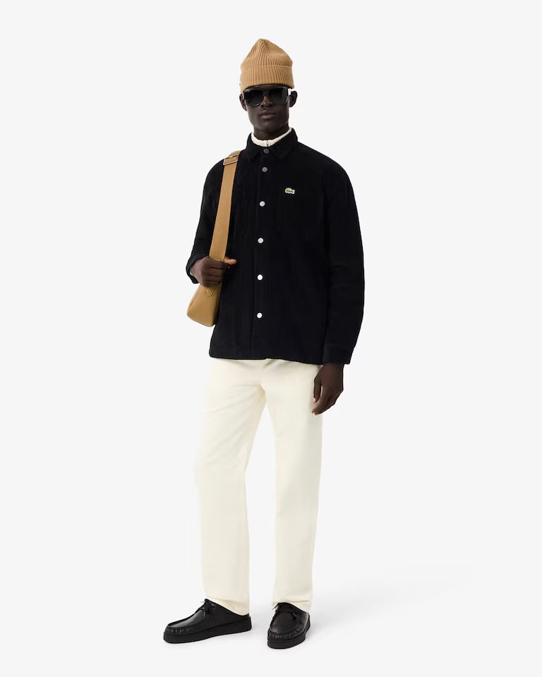LACOSTE Camicia In Velluto A Costine Nero