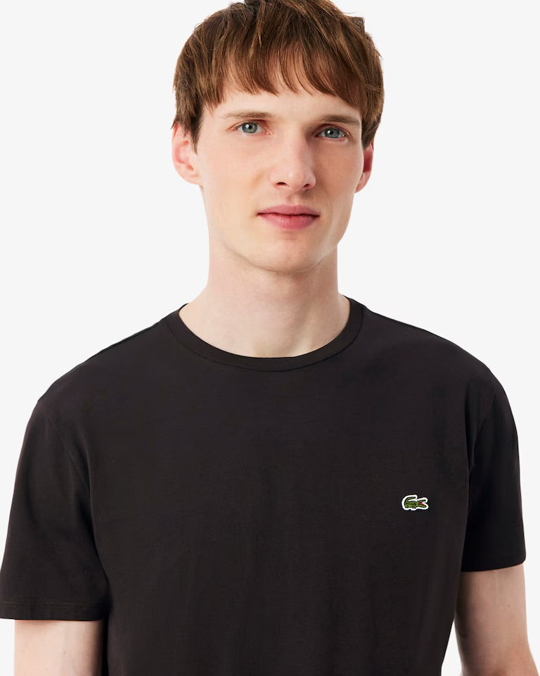 LACOSTE T-Shirt Basic In Cotone Pima Marrone