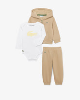 LACOSTE Set Neonato In Tessuto Felpato Beige