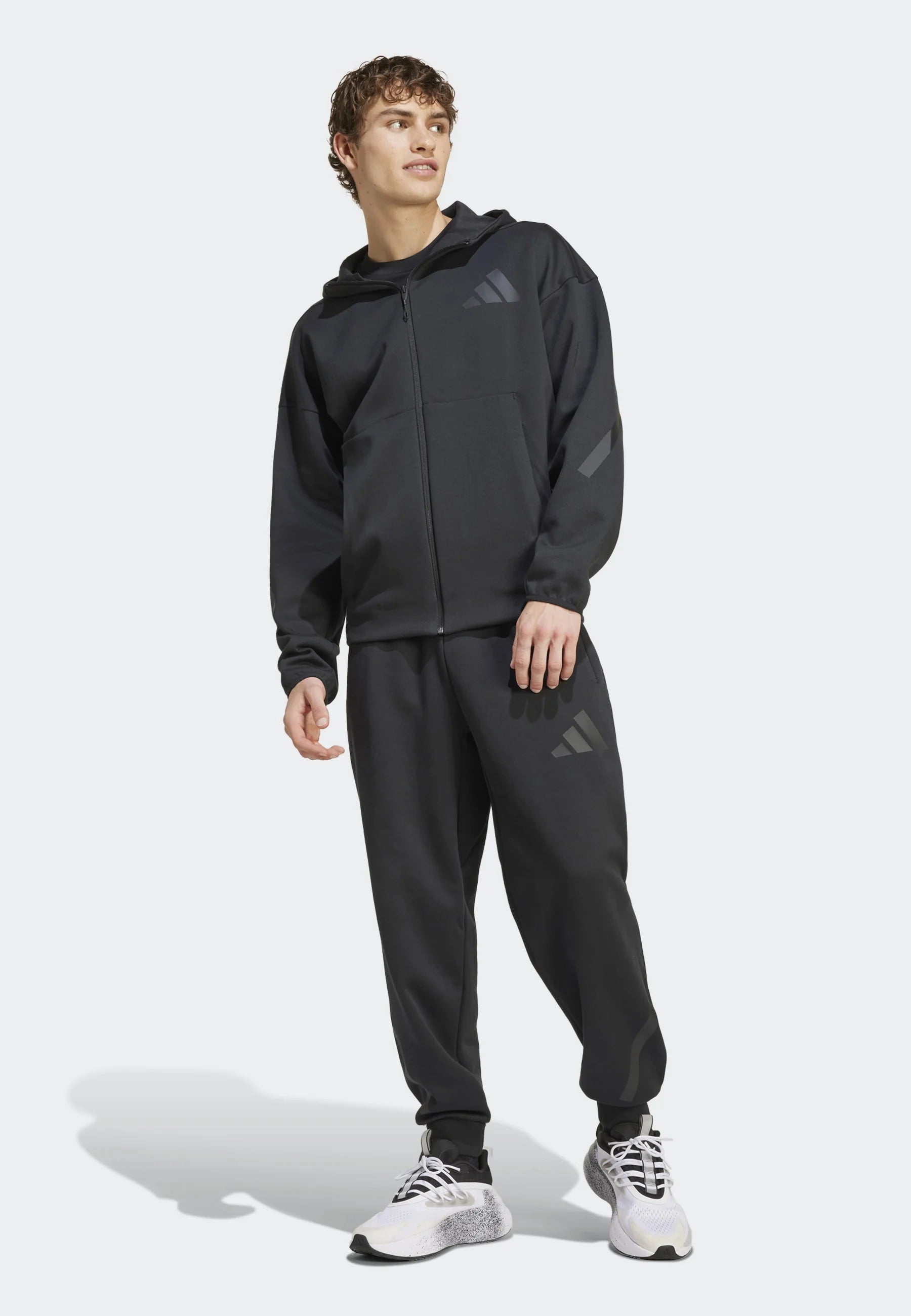 ADIDAS Tuta Completa Con Zip e Cappuccio Nero