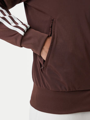 Adidas Originals Felpa con Zip Uomo Marrone Strisce Bianche