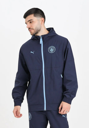 PUMA Tuta Manchester City Leggera Microfibra Con Zip Blu/Azzurra