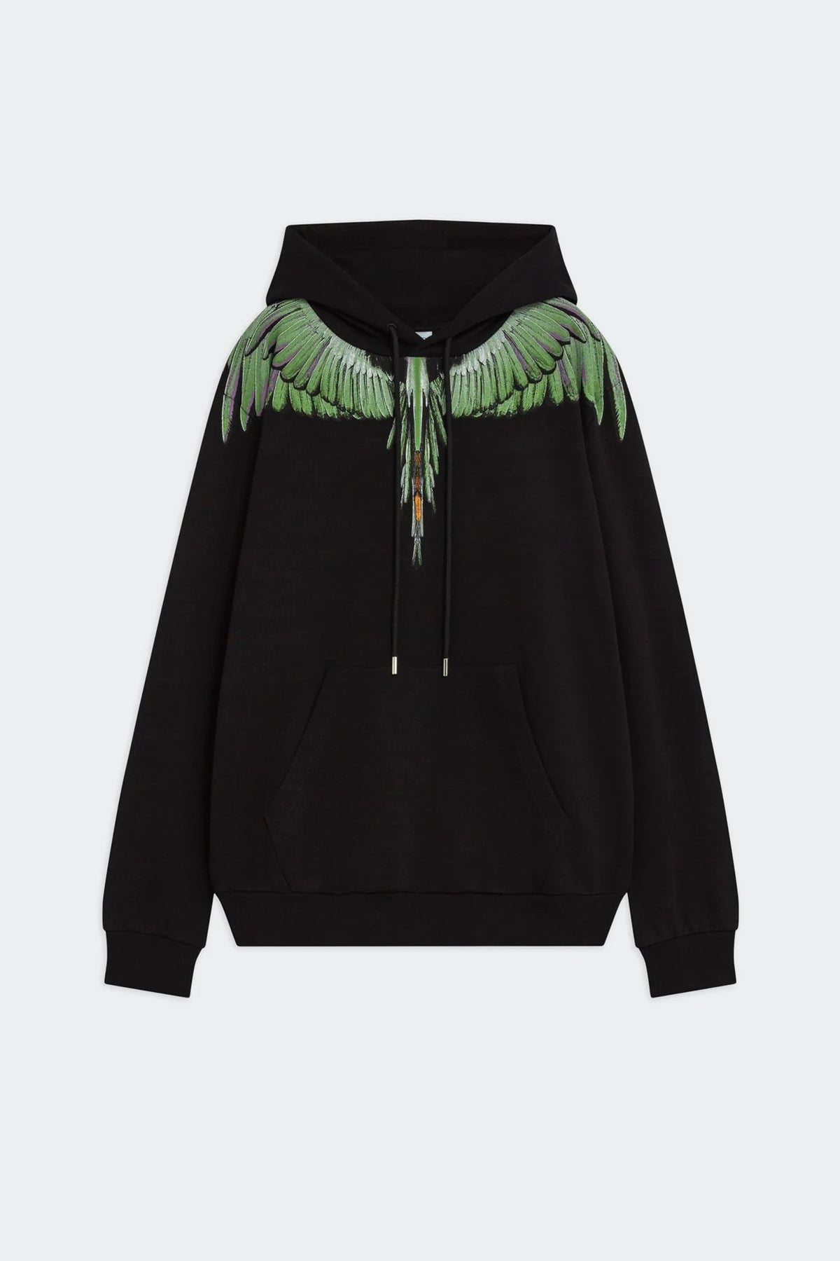 MARCELO BURLON COUNTY OF MILAN Felpa con Cappuccio nera da uomo con stampa Ali Nera/Verse