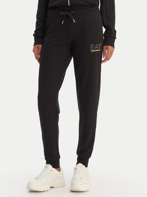 EMPORIO ARMANI TUTA NERA E ORO CON ZIP IN COTONE DONNA