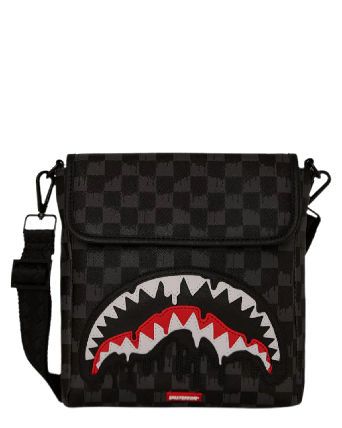 SPRAYGROUND Borsello In Pelle Dripping Sharks In Paris Messenger Sling Nero