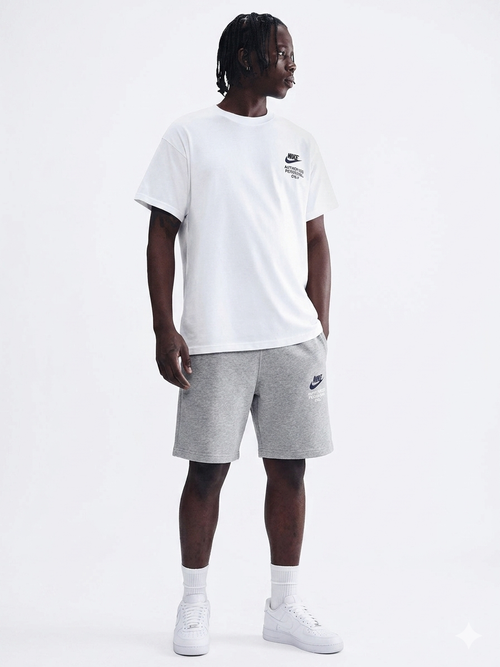 NIKE Completino T-Shirt Bianca/Blu e Pantaloncino Grigio