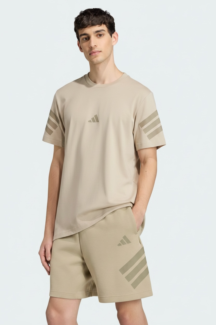 Adidas Completino Tech Cotone Bande Laterali Uomo Beige