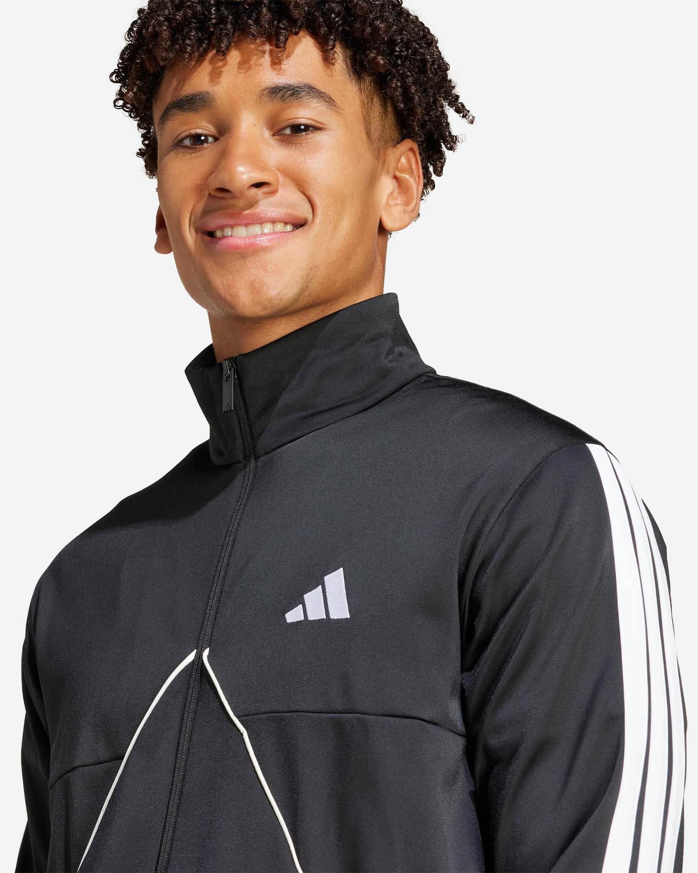 ADIDAS Tuta Leggera Acetata Con Zip Senza Cappuccio Con Strisce Laterali Nera/Bianca 2025/2026