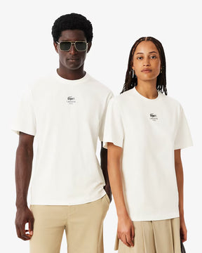 LACOSTE T-Shirt Con Stampa Lacoste Paris Bianca