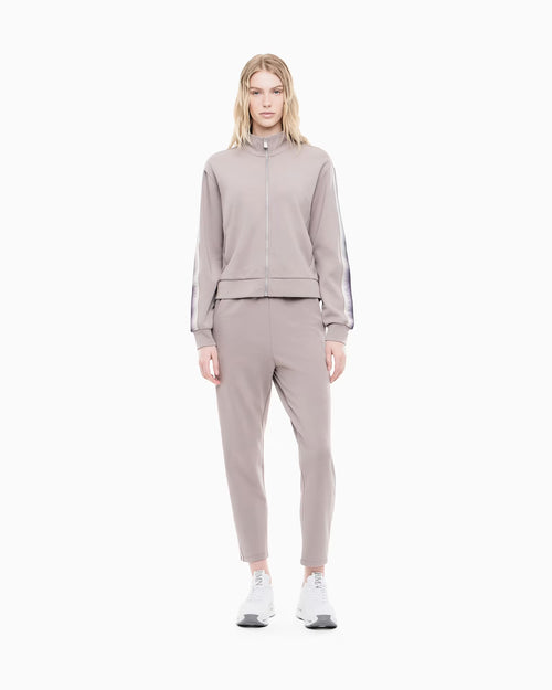EMPORIO ARMANI Tuta Completa Con Zip Senza Cappuccio Con Bande Laterali Donna Grigio Chiaro/Nero
