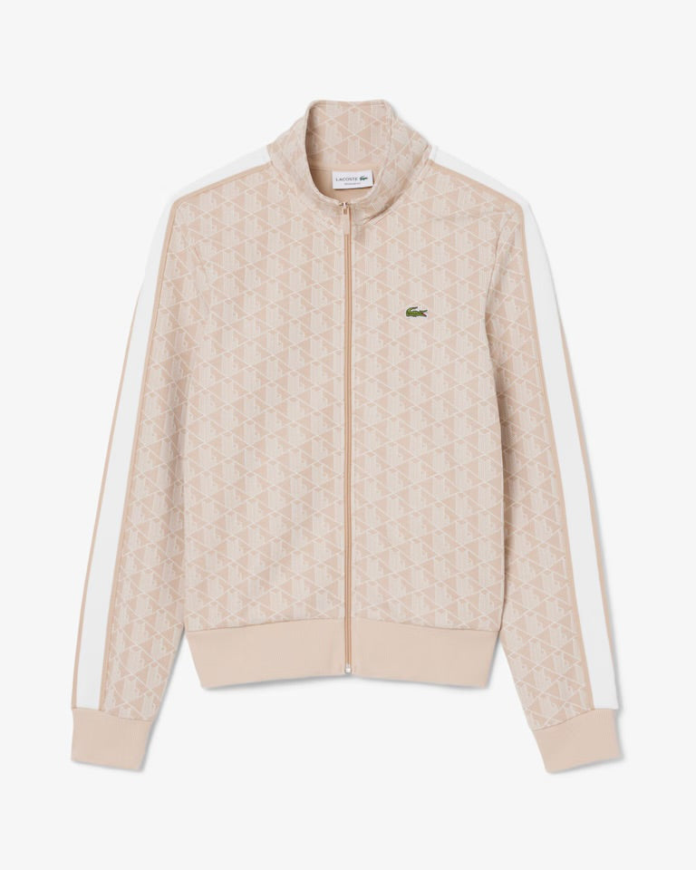 LACOSTE Felpa Monogram Con Zip Beige