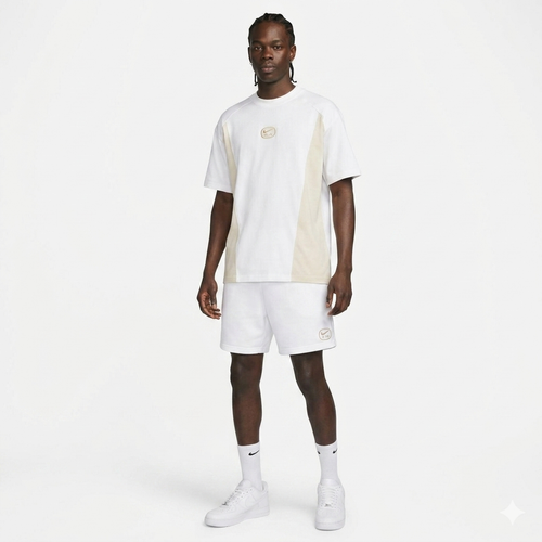 NIKE Completino T-Shirt e Pantaloncino Bianco/Beige