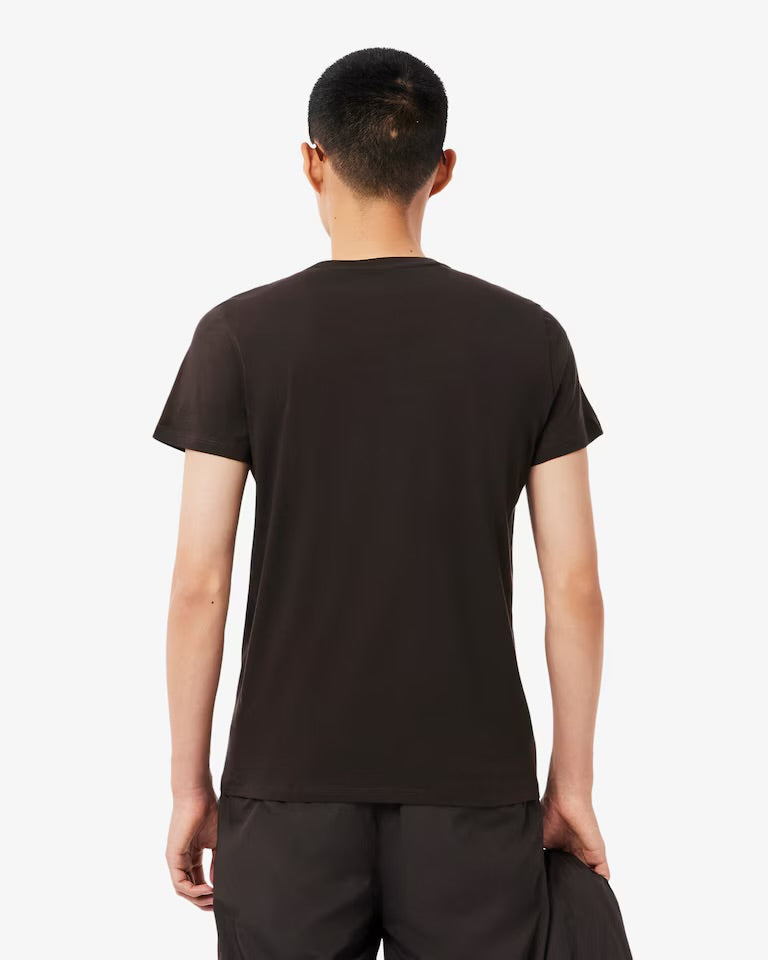LACOSTE T-Shirt Basic in Cotone Marrone
