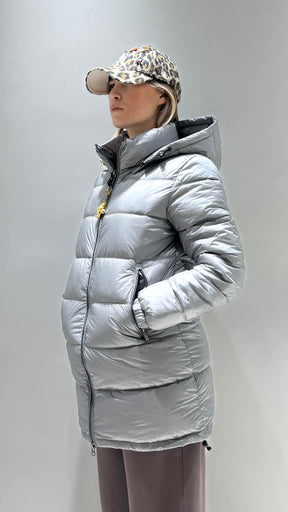 TREZ DONNA GIUBBOTTO FASCIATO LUNGO GRIGIO SCURO