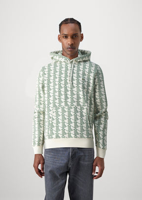 LACOSTE Felpa Monogram Con Cappuccio Beige/Verde