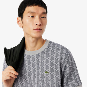 LACOSTE T-Shirt Monogram Uomo Grigia