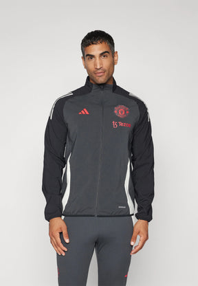 ADIDAS Tuta Manchester United Leggera In Microfibra Con Zip Grigia/Rossa
