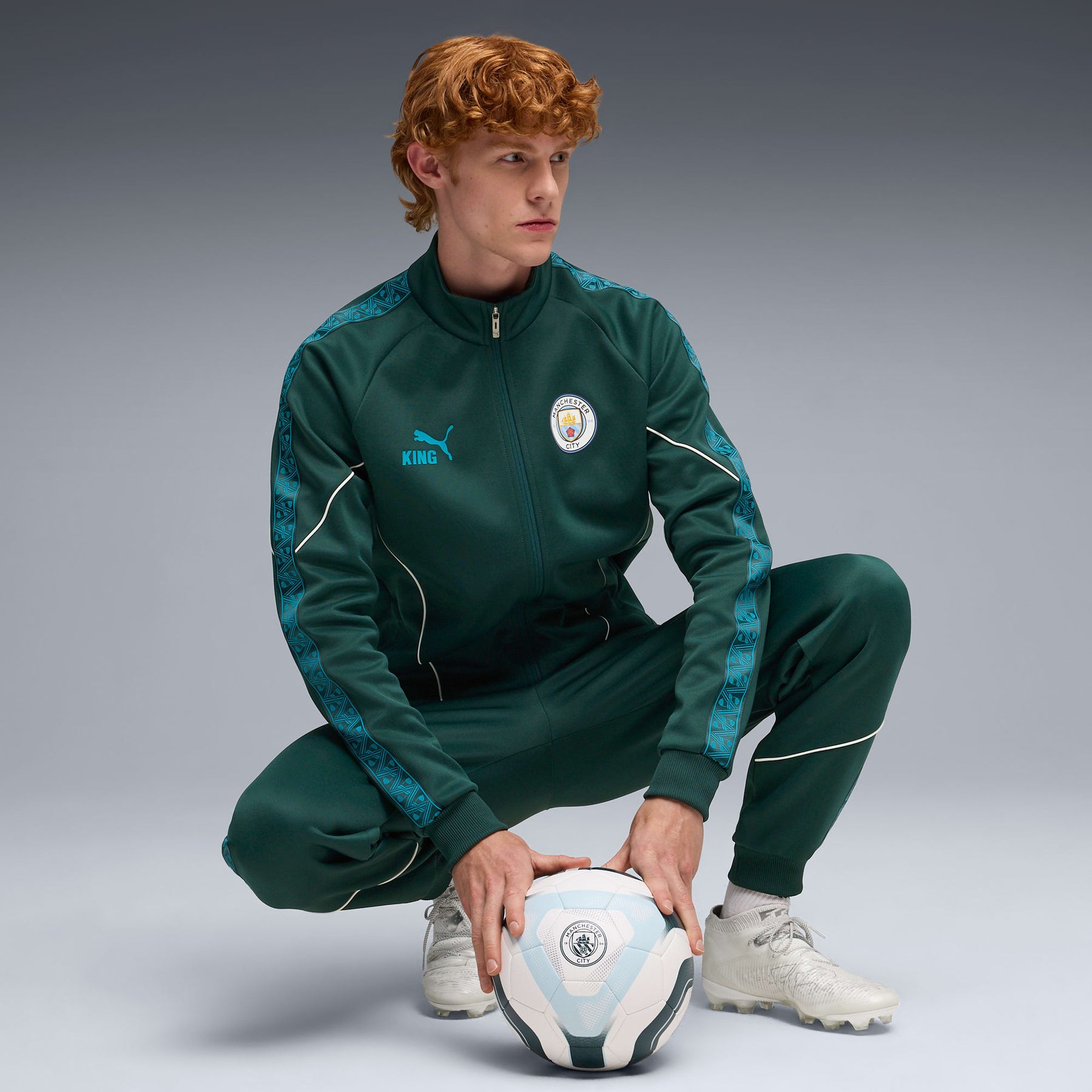 PUMA Tuta Completa Manchester City Acetata Con Zip Verde