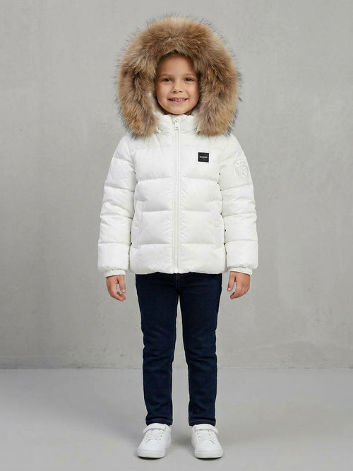 BLAUER Piumino Amory Baby Cappuccio Con Pelliccia Bambina Bianco