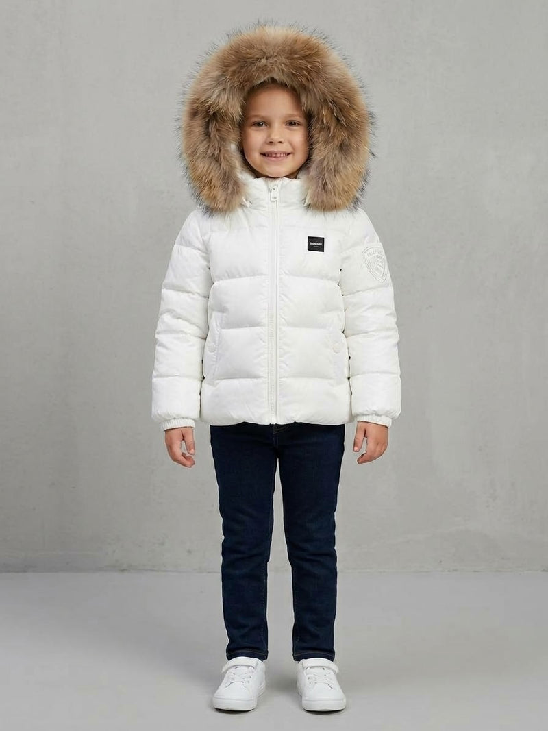 BLAUER Piumino Amory Baby Cappuccio Con Pelliccia Bambina Bianco