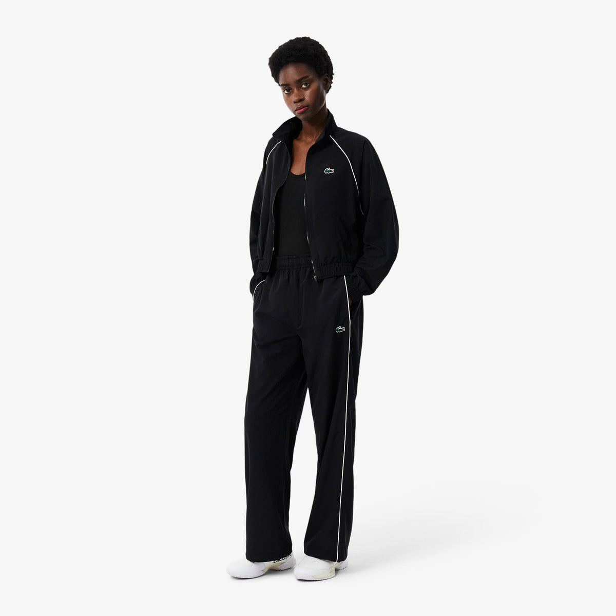 LACOSTE Tuta Idrorepellente con Bordi a Contrasto Donna Nera