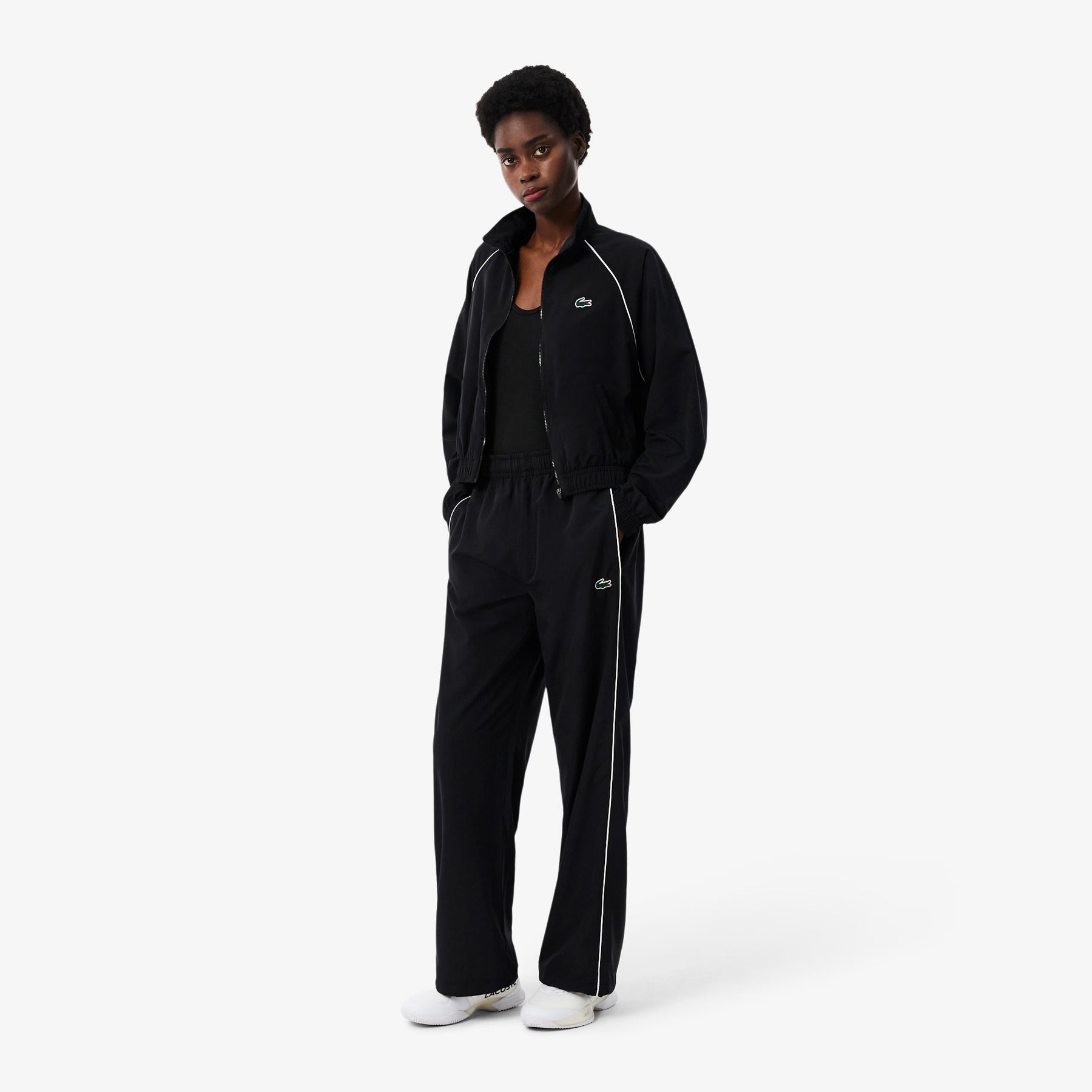 LACOSTE Tuta Idrorepellente con Bordi a Contrasto Donna Nera