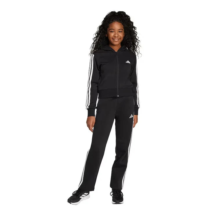 ADIDAS Tuta Completa Con Zip e Cappuccio Bambina Nero