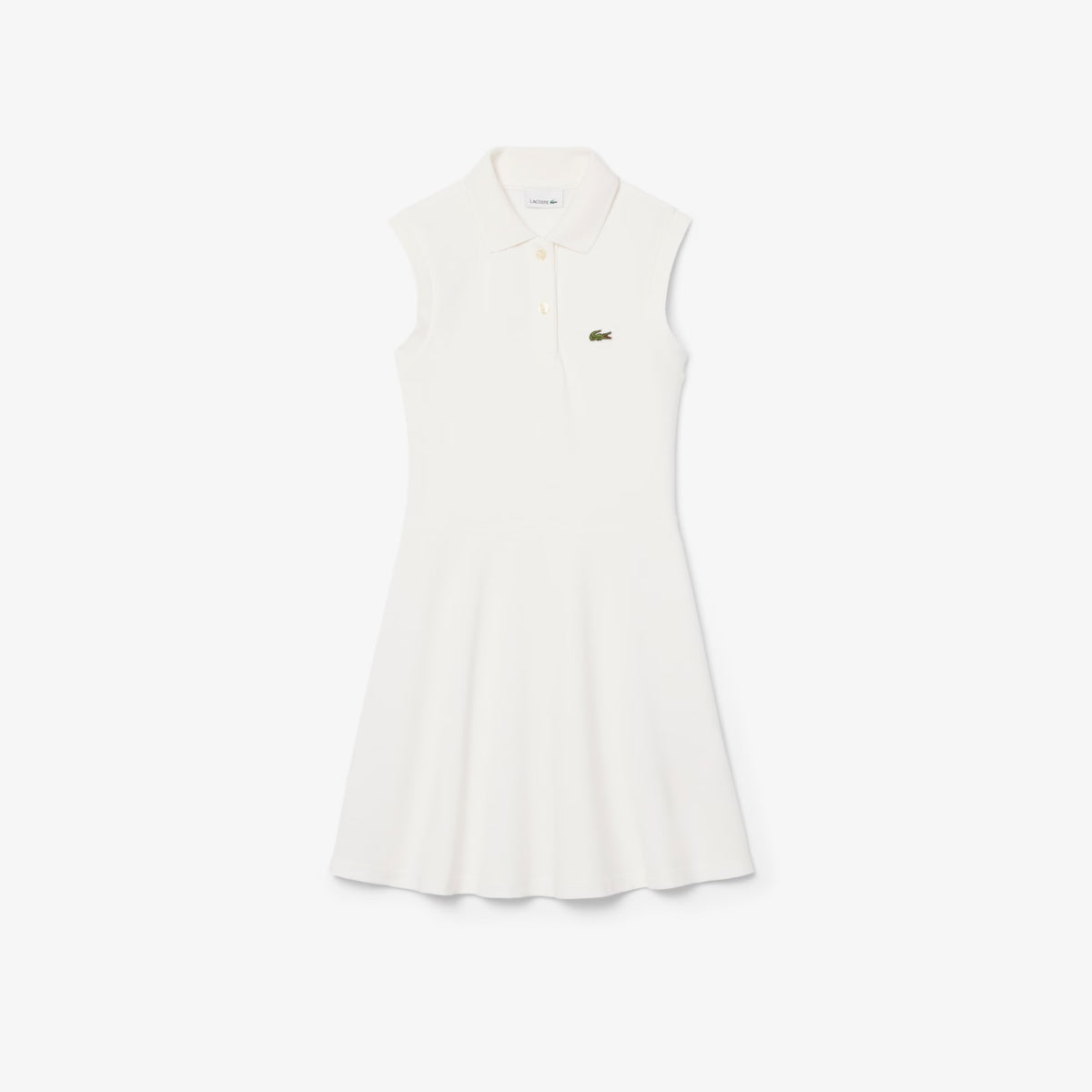 LACOSTE Polo A Vestitino Giromaniche In Cotone Piqué Bambina Basic Bianco