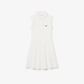 LACOSTE Polo A Vestitino Giromaniche In Cotone Piqué Bambina Basic Bianco