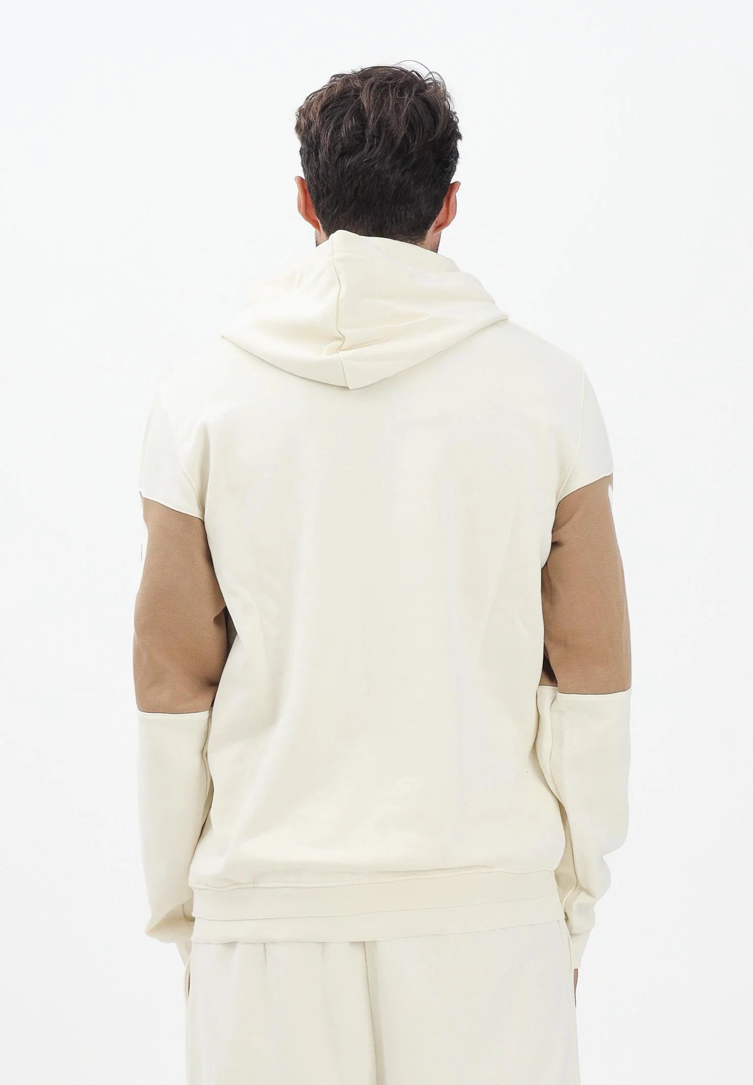 DISCLAIMER Felpa Con Cappuccio Logo Centrale Beige e Marrone