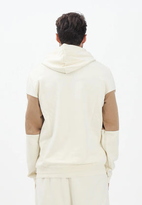 DISCLAIMER Felpa Con Cappuccio Logo Centrale Beige e Marrone