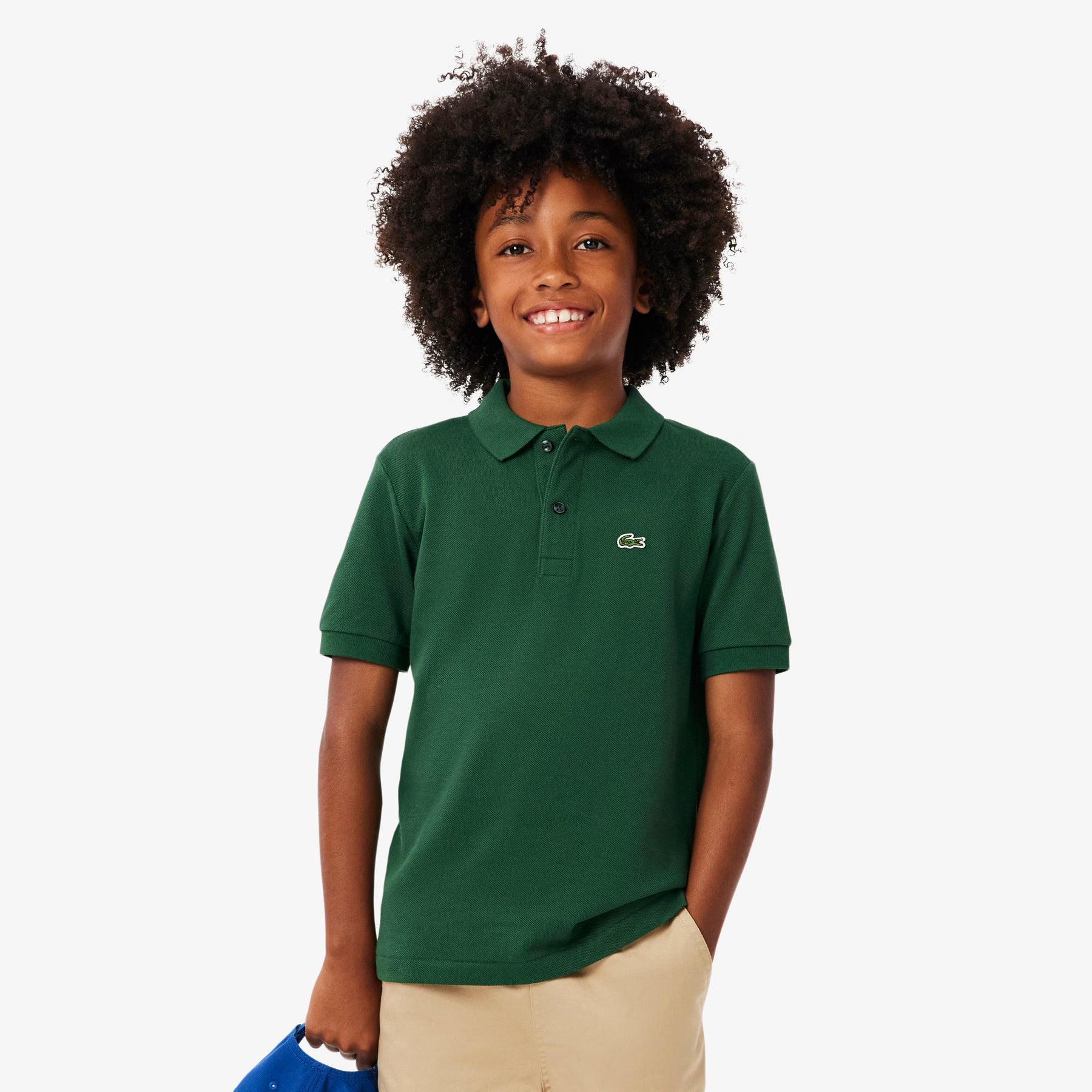 LACOSTE Polo In Cotone Piqué Bambino/Bambina Basic Verde