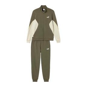 PUMA Tuta In Cotone Garzato Con Zip Verde/Beige