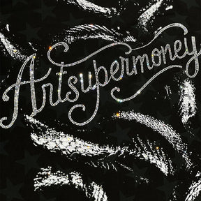 ART SUPER MONEY T-Shirt Meduza Con Stampa e Strass Fronte Retro Con Stampa Star Nera